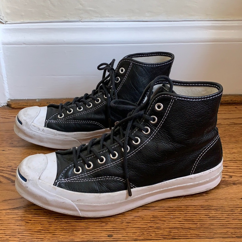 Jack Purcell Black Leather High Top Sneakers